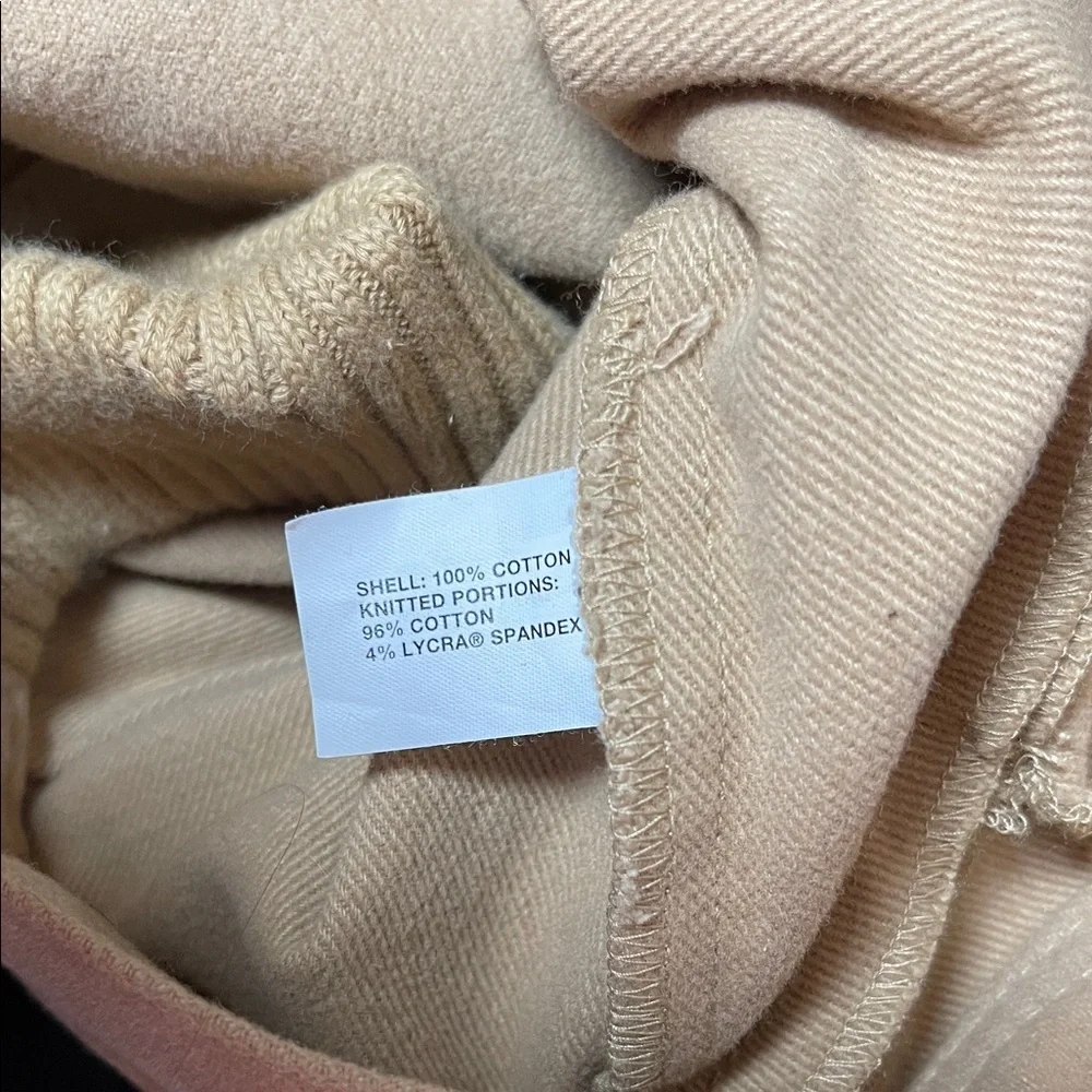 GAP Tan Structured Flannel Zip Up with Ribbed Collar and Cuffs